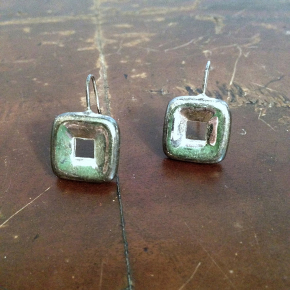Jewelry - Maxine Denker Contemporary Square Silver Finish Earrings